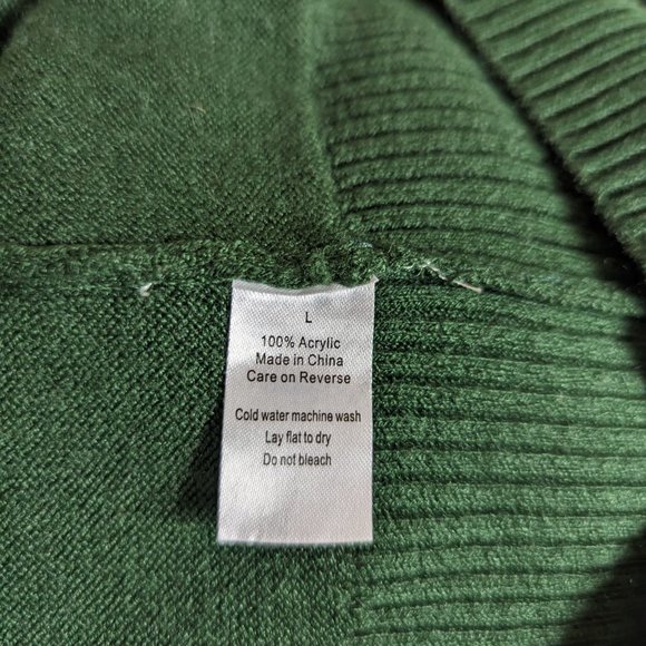 Gramm Green Long Cardigan Sweater Dress Ture love print Size L - Picture 12 of 12